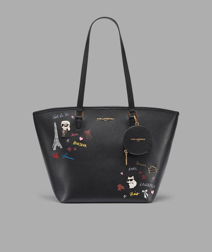 KarlLagerfeld Adele tote with karl art black
