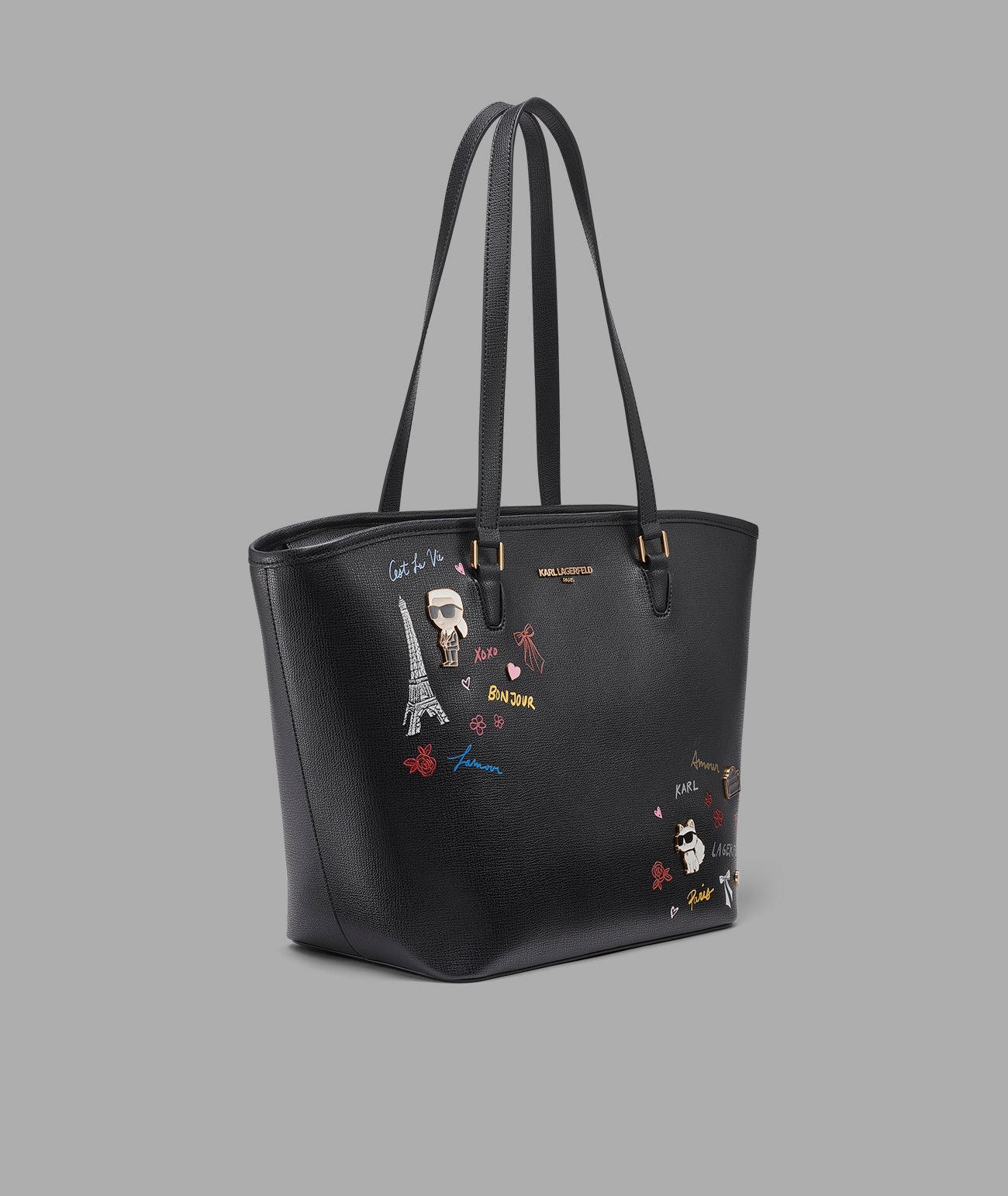 KarlLagerfeld Adele tote with karl art black