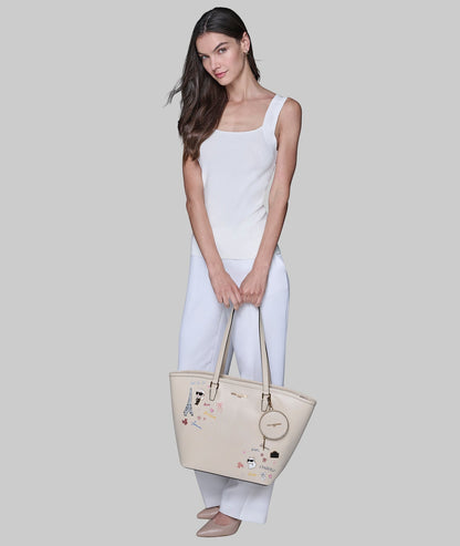 KarlLagerfeld Adele tote with karl art beige