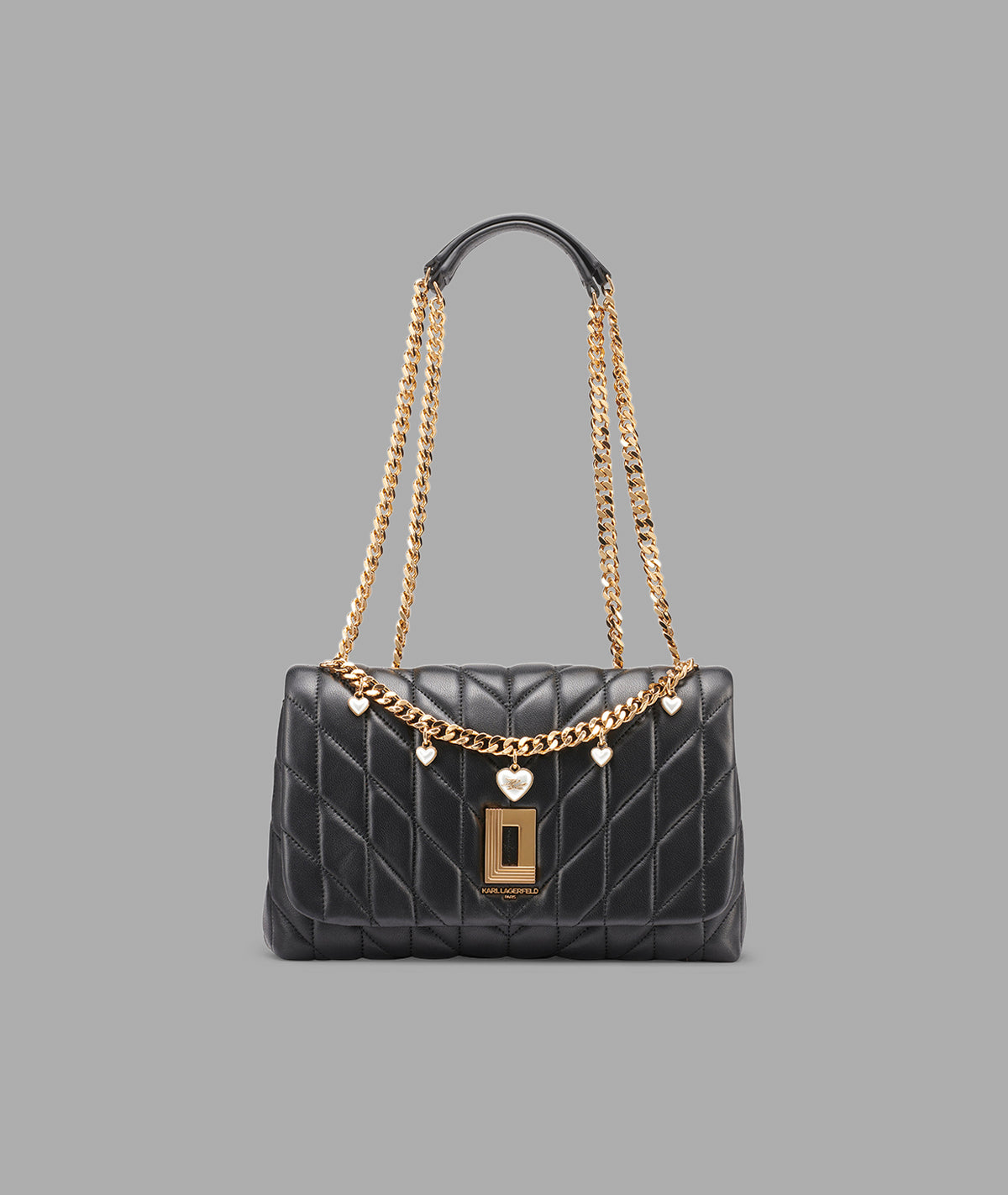 KarlLagerfeld Lafayette shoulder bag with heart chain black