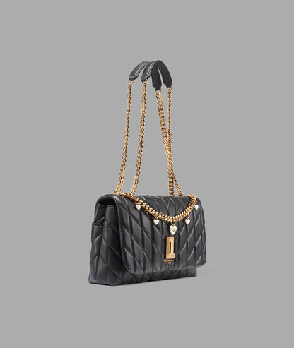 KarlLagerfeld Lafayette shoulder bag with heart chain black
