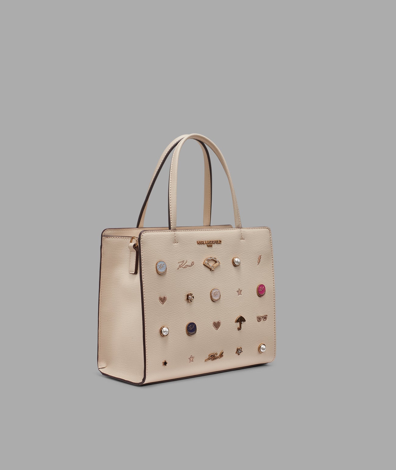 KarlLagerfeld Maybelle satchel with pins beige