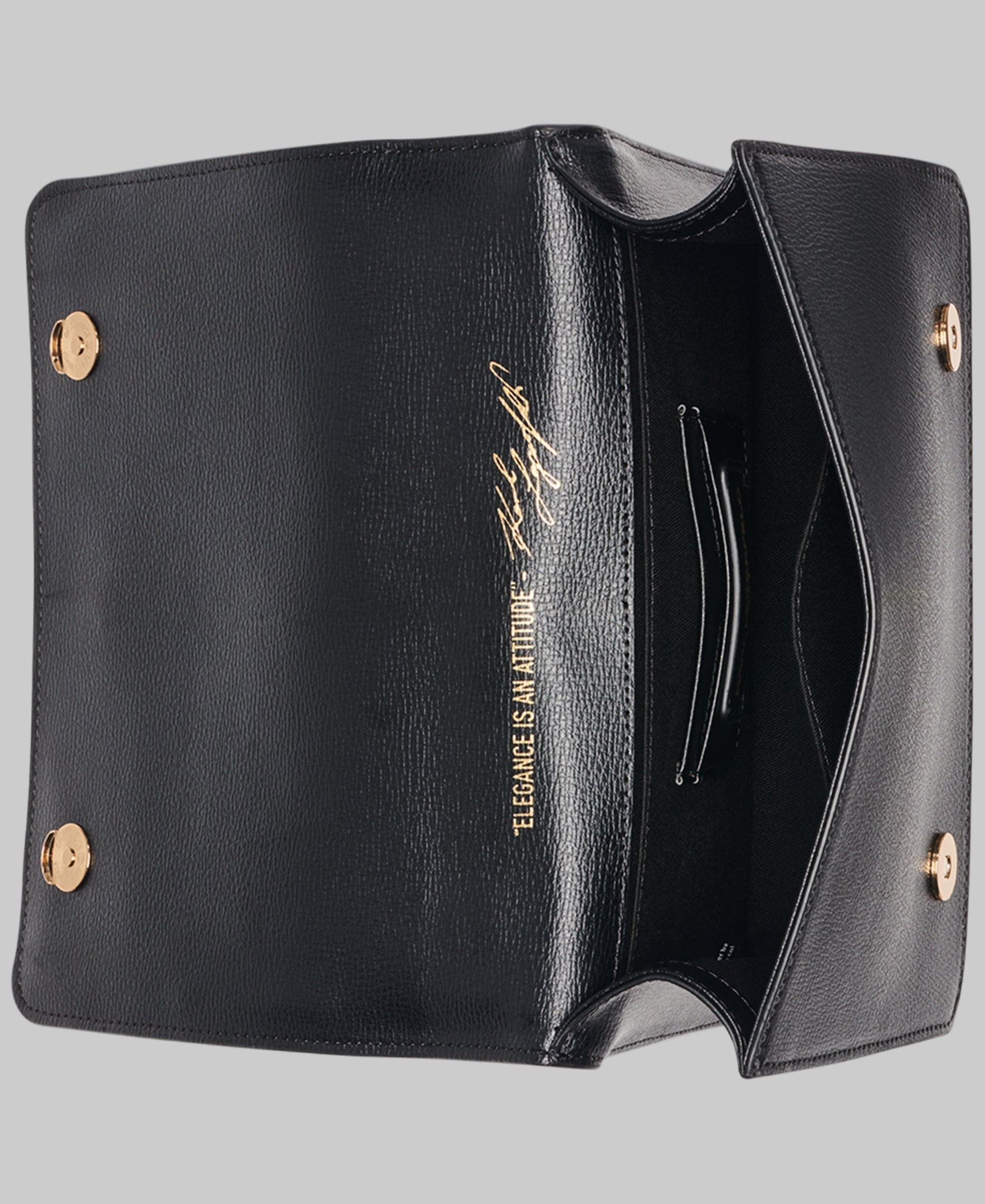 KarlLagerfeld Simone leather flap satchel with flowers black