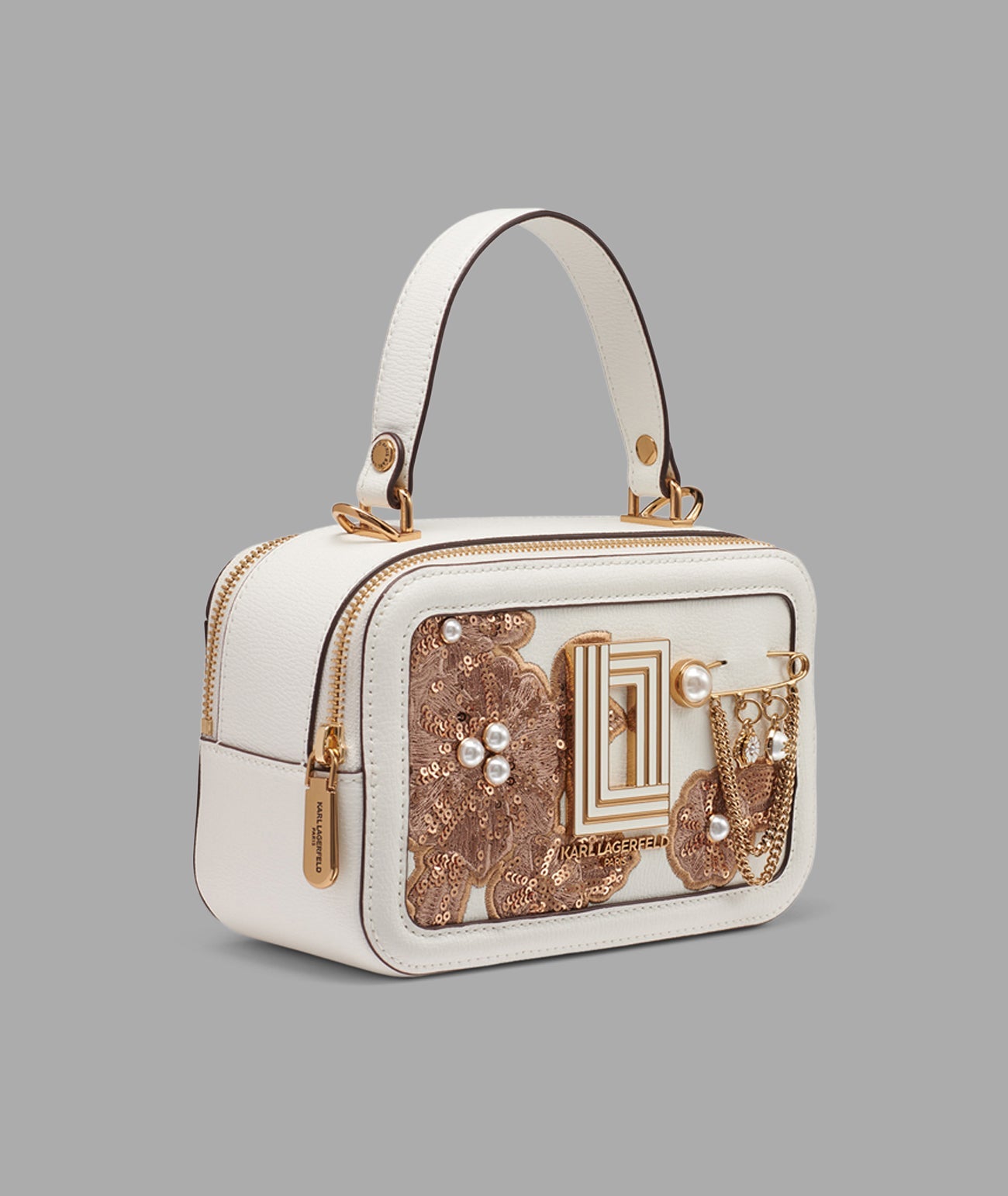 KarlLagerfeld Simone camera crossbody bag with flowers white