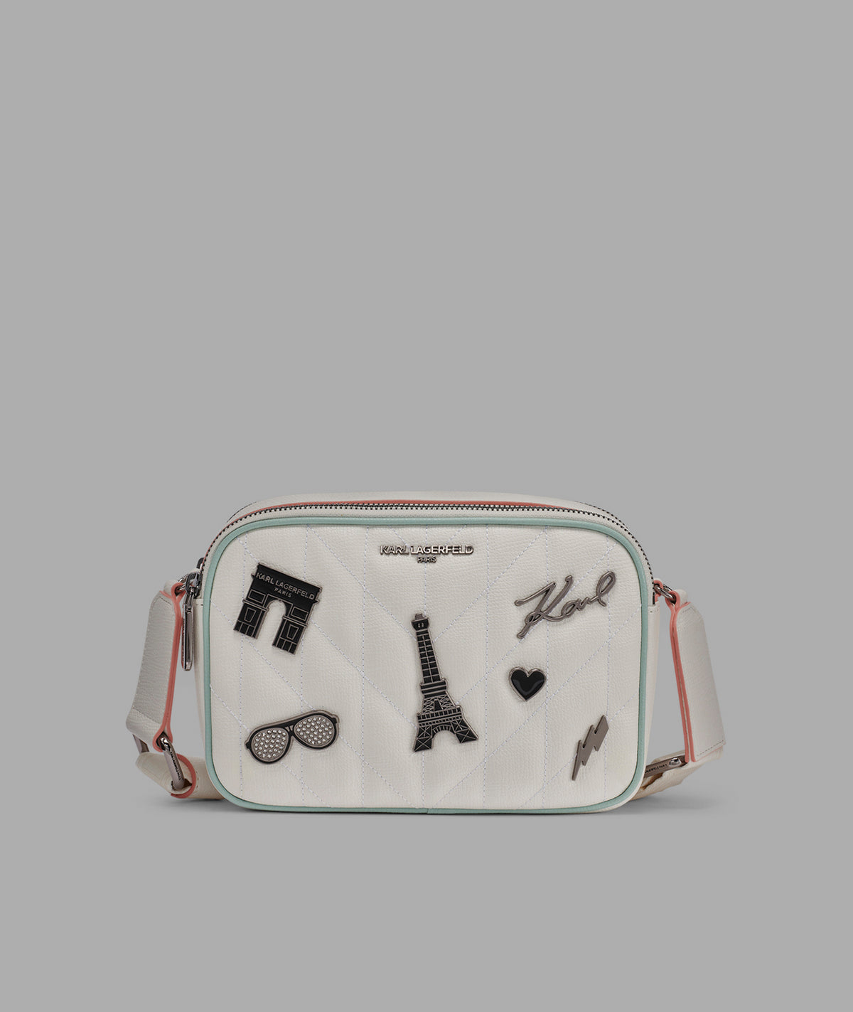 KarlLagerfeld Maybelle crossbody with paris pins winter white/silver