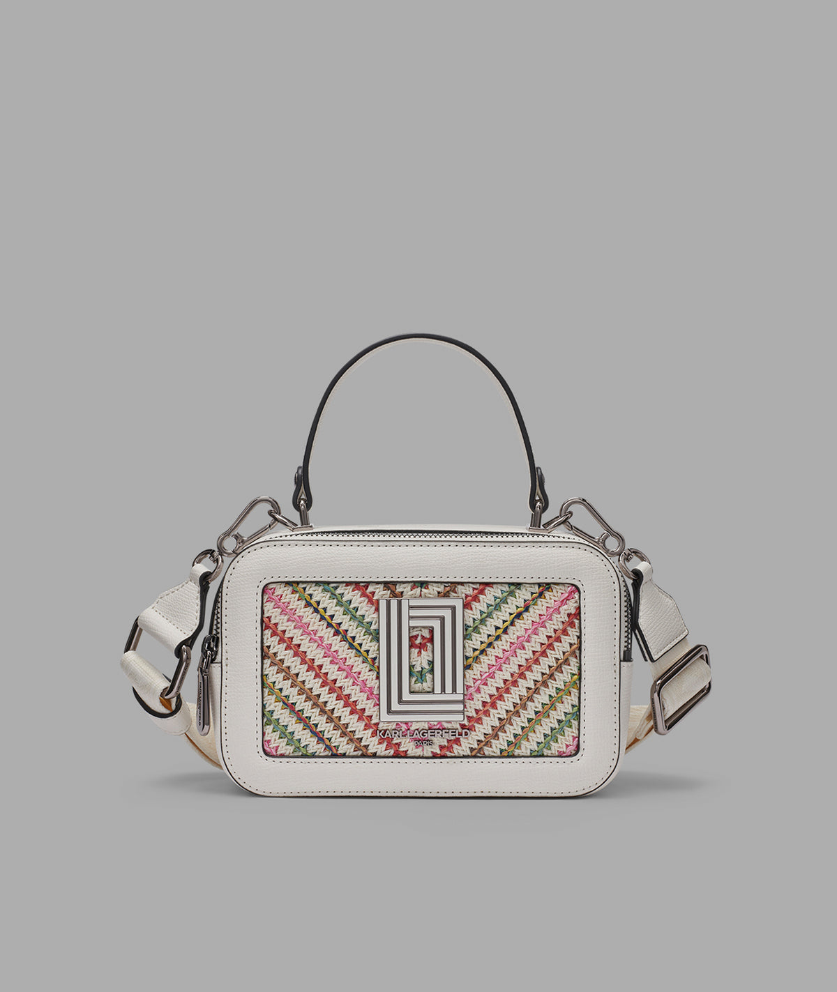 KarlLagerfeld Simone raffia crossbody raffia multi combo