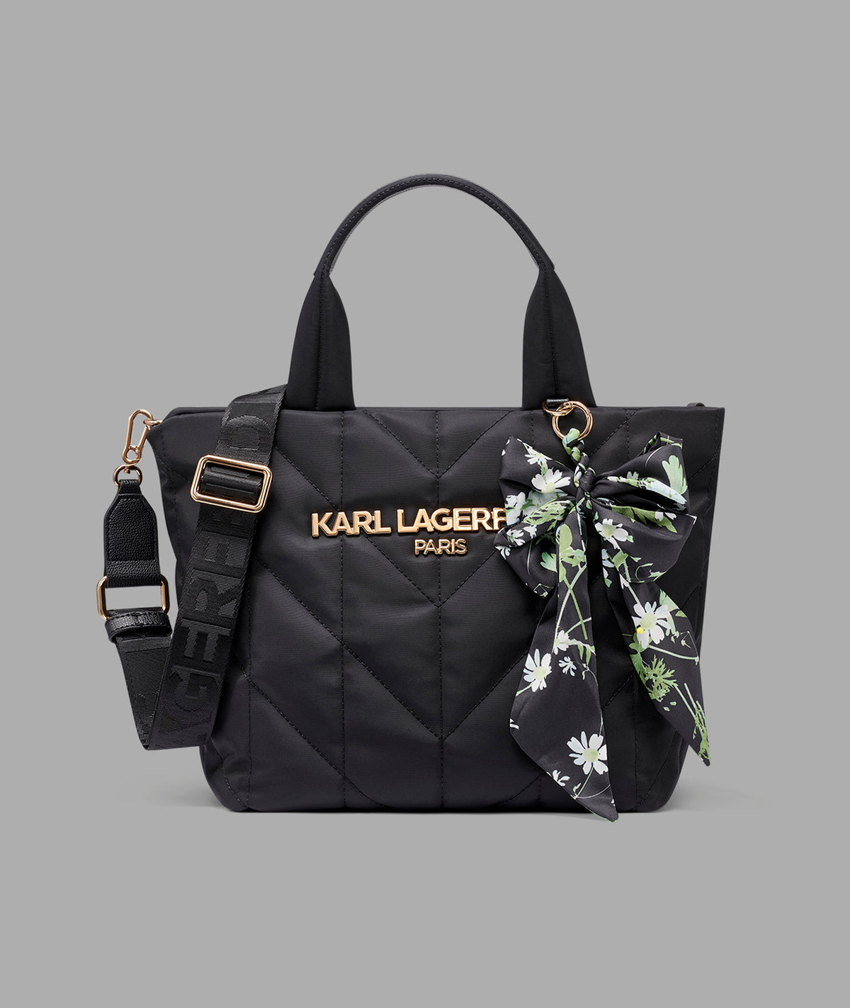 KarlLagerfeld Voyage nylon tote with bow black / gold