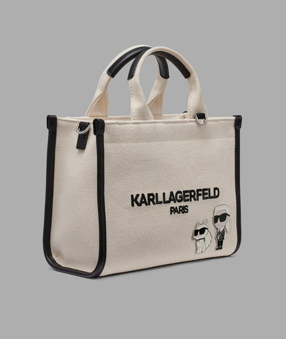 KarlLagerfeld Kristina small tote with top zipper natural