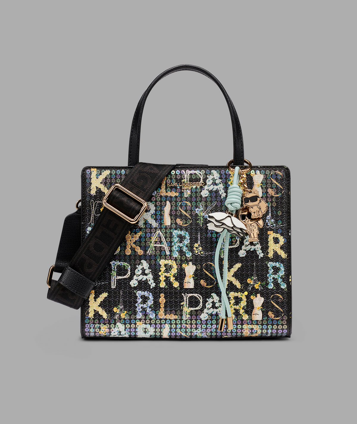 KarlLagerfeld Maybelle satchel with sequins black multi