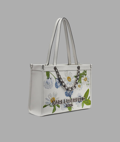 KarlLagerfeld Savoie floral tote with chain strap white multi