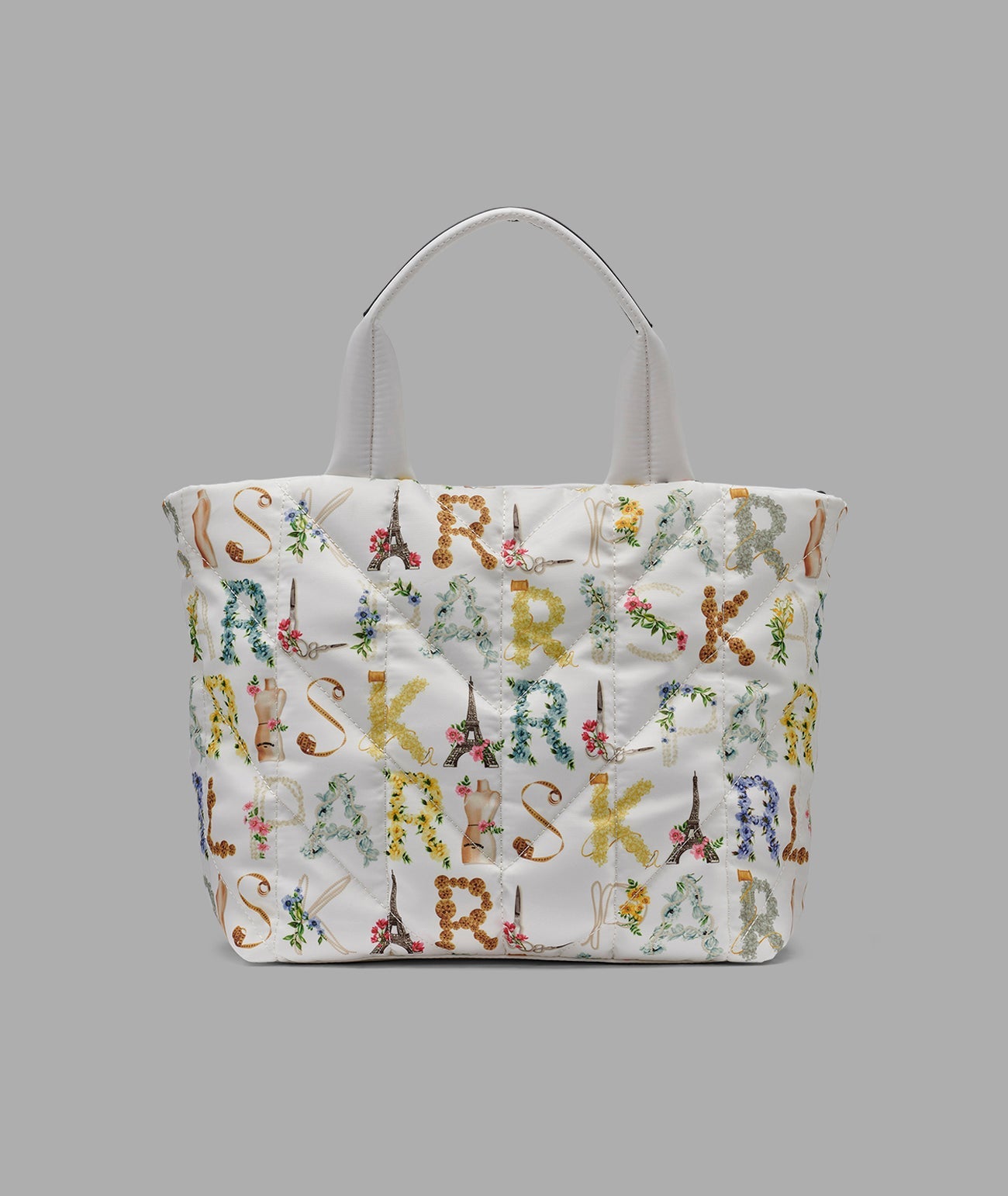 KarlLagerfeld Voyage nylon tote with bow winter white multi