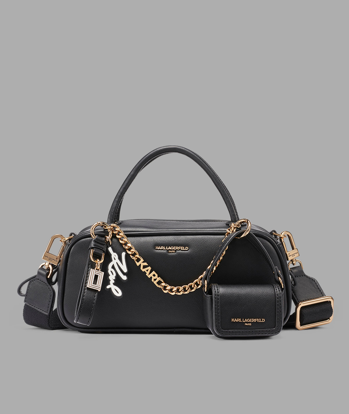 KarlLagerfeld Zaylia mini satchel with chain & mini bag black / gold