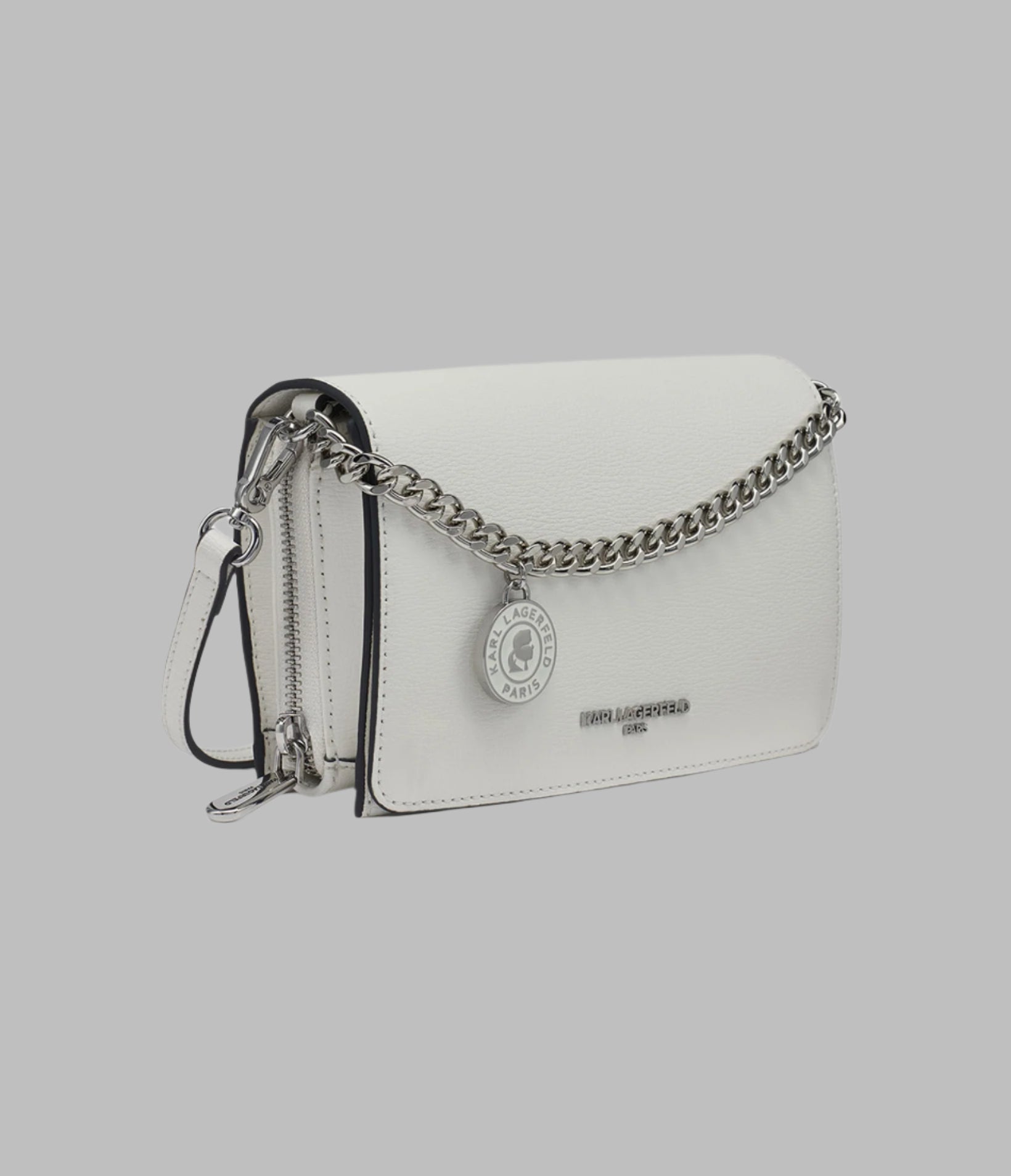 KarlLagerfeld Lourdes leather crossbody white