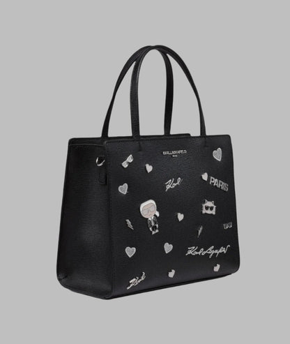 KarlLagerfeld Maybelle satchel with pins black