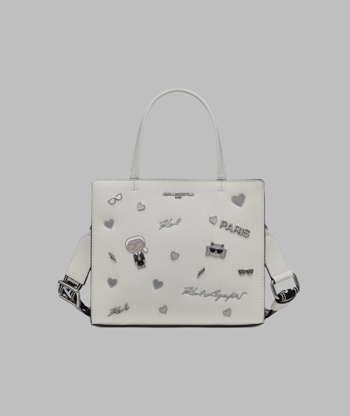 KarlLagerfeld Maybelle satchel with pins white