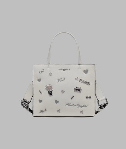 KarlLagerfeld Maybelle satchel with pins white
