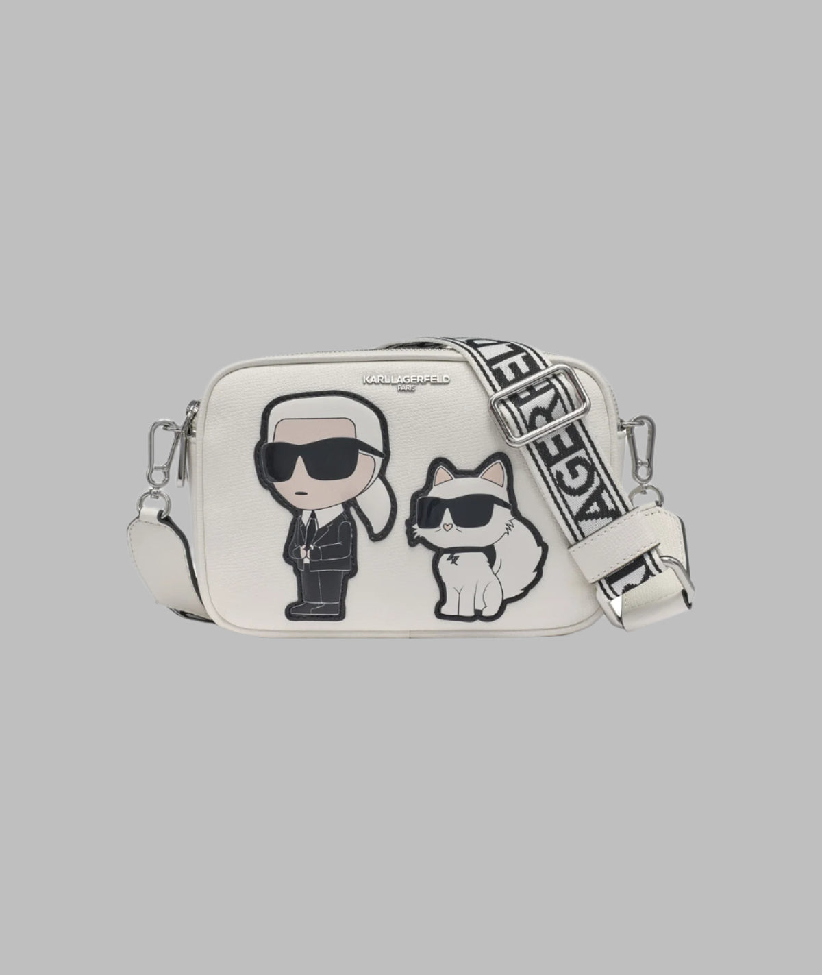 KarlLagerfeld Maybelle camera crossbody winter white