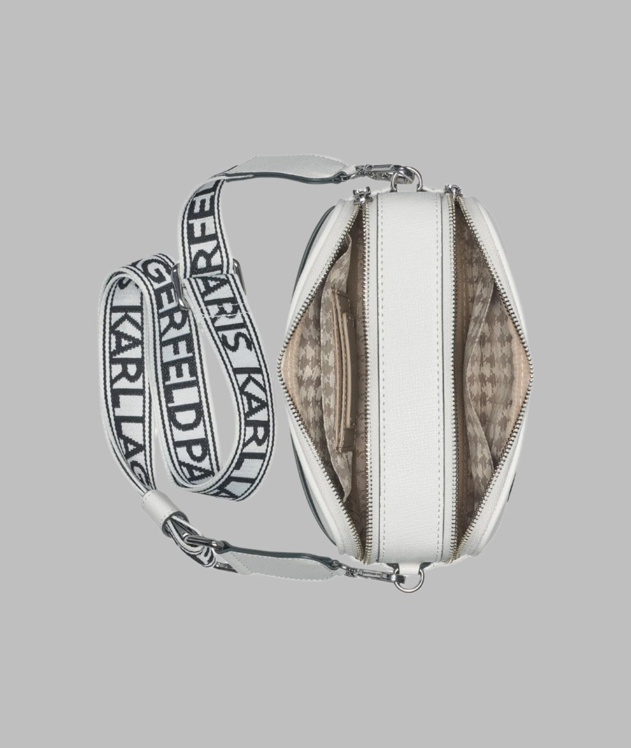 KarlLagerfeld Maybelle camera crossbody winter white