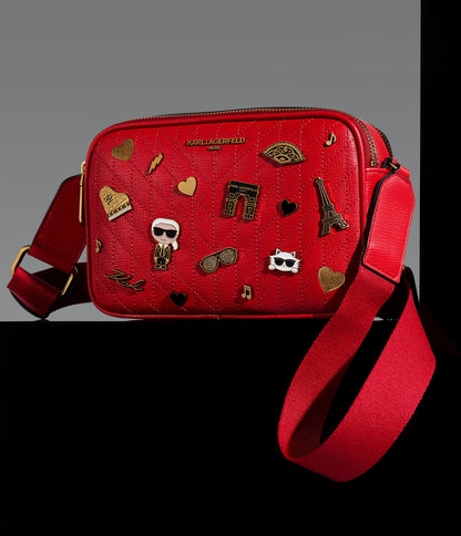 KarlLagerfeld Maybelle camera crossbody crimson