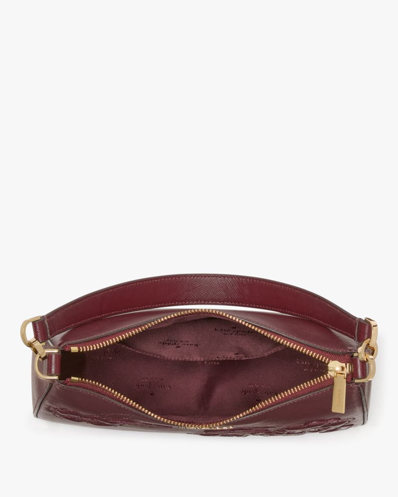 KateSpade Margot Floral Applique Shoulder Bag Dark Merlot