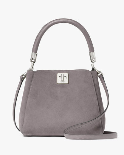 KateSpade Phoebe Suede Small Top Handle Satchel Hare Grey