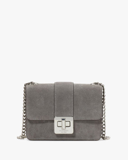 KateSpade Phoebe Suede Turnlock Mini Flap Crossbody Hare Grey