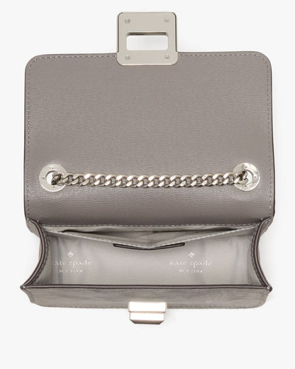 KateSpade Phoebe Suede Turnlock Mini Flap Crossbody Hare Grey