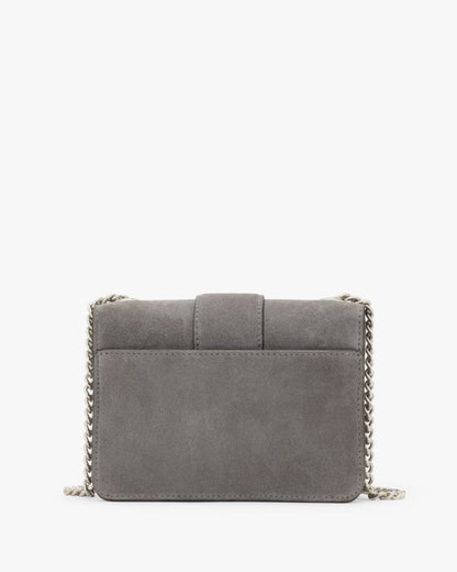 KateSpade Phoebe Suede Turnlock Mini Flap Crossbody Hare Grey