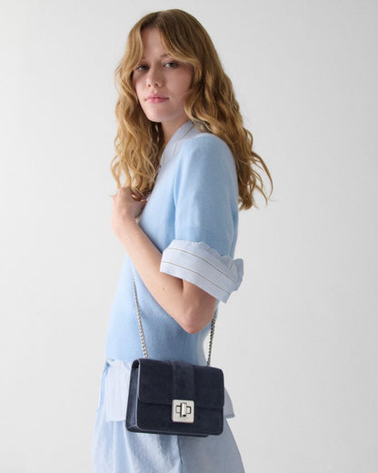 KateSpade Phoebe Suede Turnlock Mini Flap Crossbody Blazer Blue