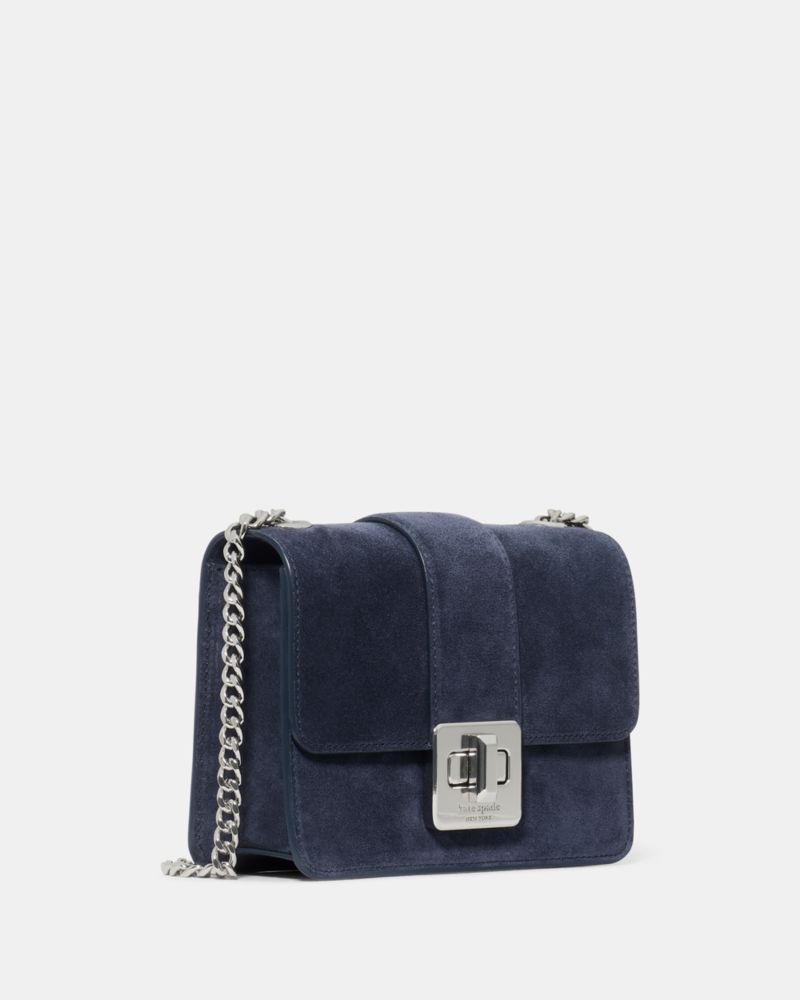 KateSpade Phoebe Suede Turnlock Mini Flap Crossbody Blazer Blue