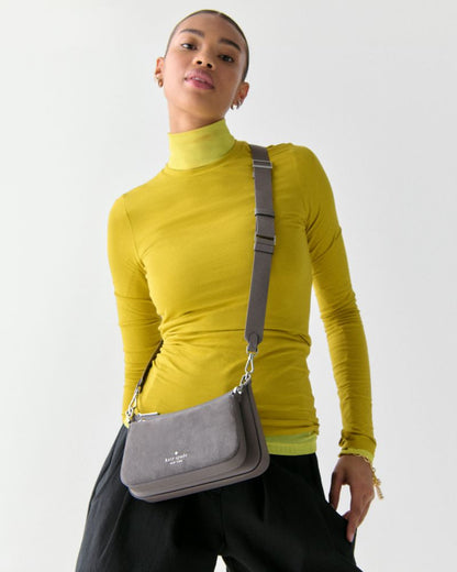 KateSpade Duet Suede Small Crossbody Hare Grey