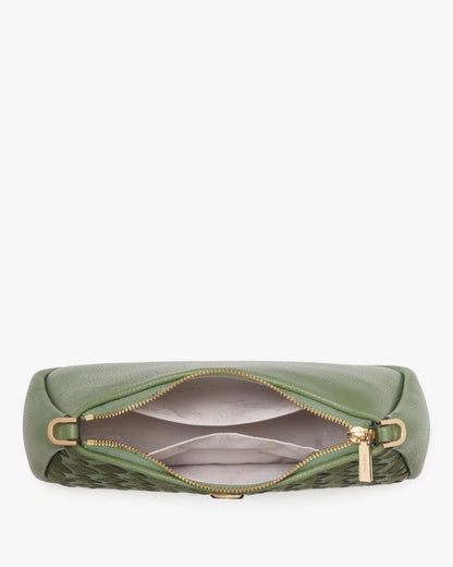 KateSpade Kayla Woven Leather Small Convertible Shoulder Bag Cedar Stand
