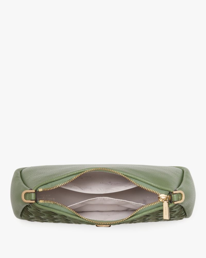 KateSpade Kayla Woven Leather Small Convertible Shoulder Bag Cedar Stand