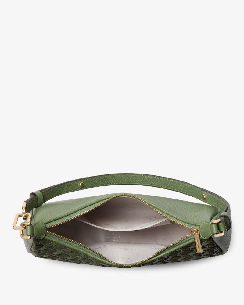 KateSpade Kayla Woven Leather Large Shoulder Bag Cedar Stand