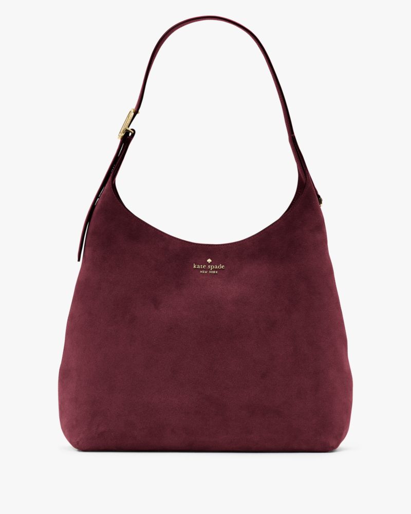 KateSpade 454 Suede Large Shoulder Bag Dark Merlot