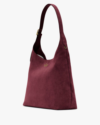 KateSpade 454 Suede Large Shoulder Bag Dark Merlot