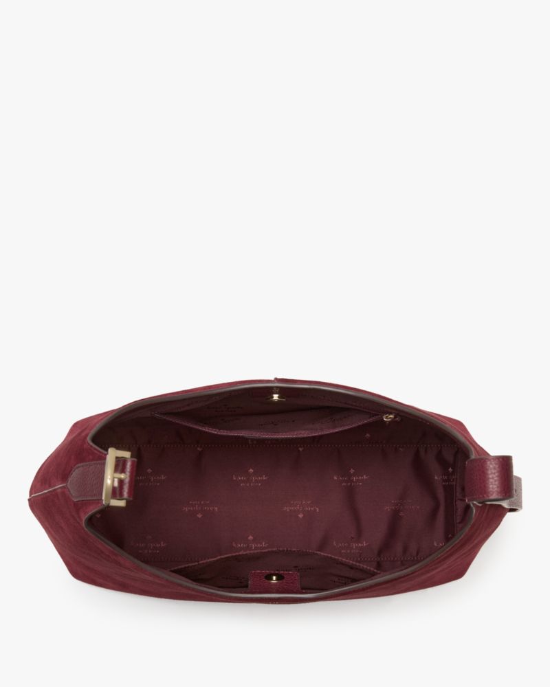 KateSpade 454 Suede Large Shoulder Bag Dark Merlot