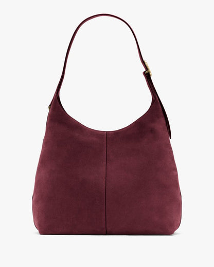 KateSpade 454 Suede Large Shoulder Bag Dark Merlot