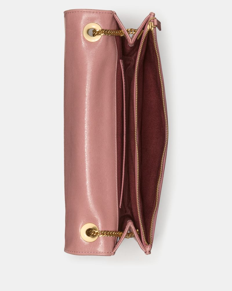 KateSpade Deco Glazed Leather Soft Shoulder Bag Dusk Rose