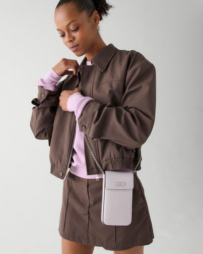 KateSpade Bridget Crinkle Patent Phone Crossbody Lilac Moonlight