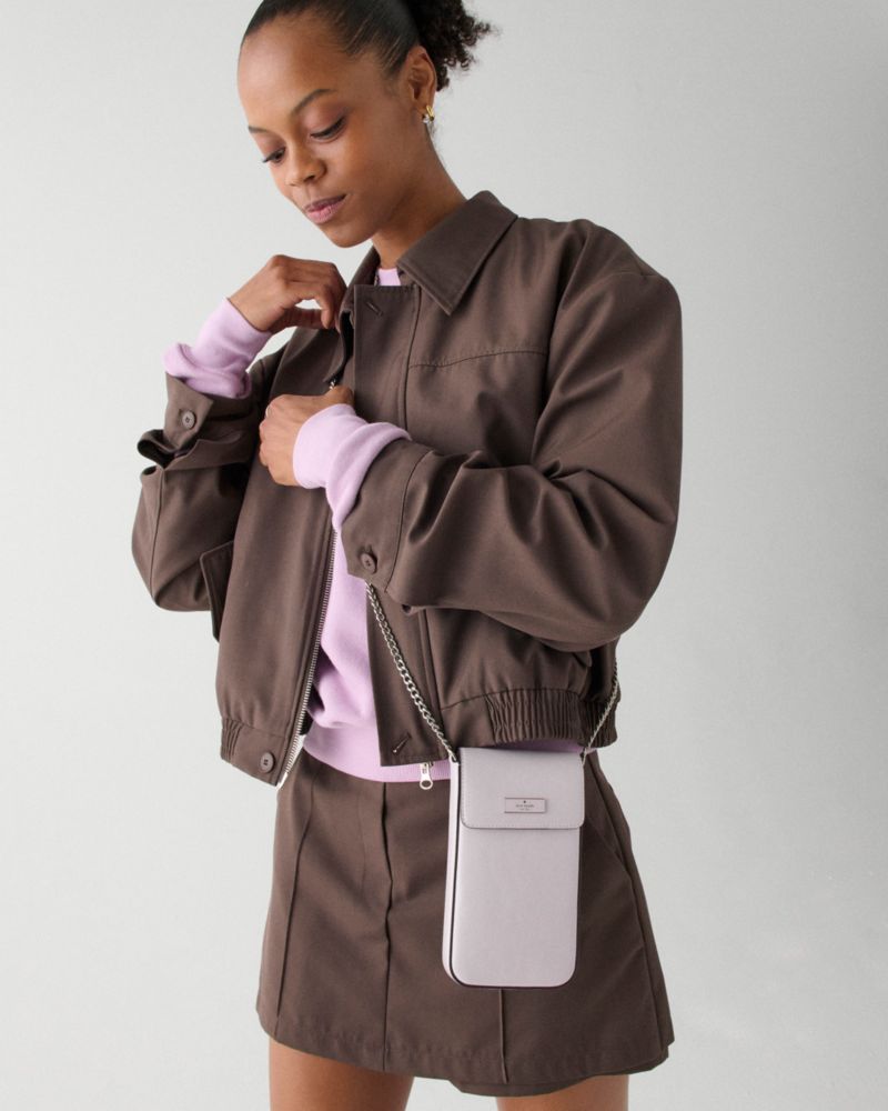 KateSpade Bridget Crinkle Patent Phone Crossbody Lilac Moonlight