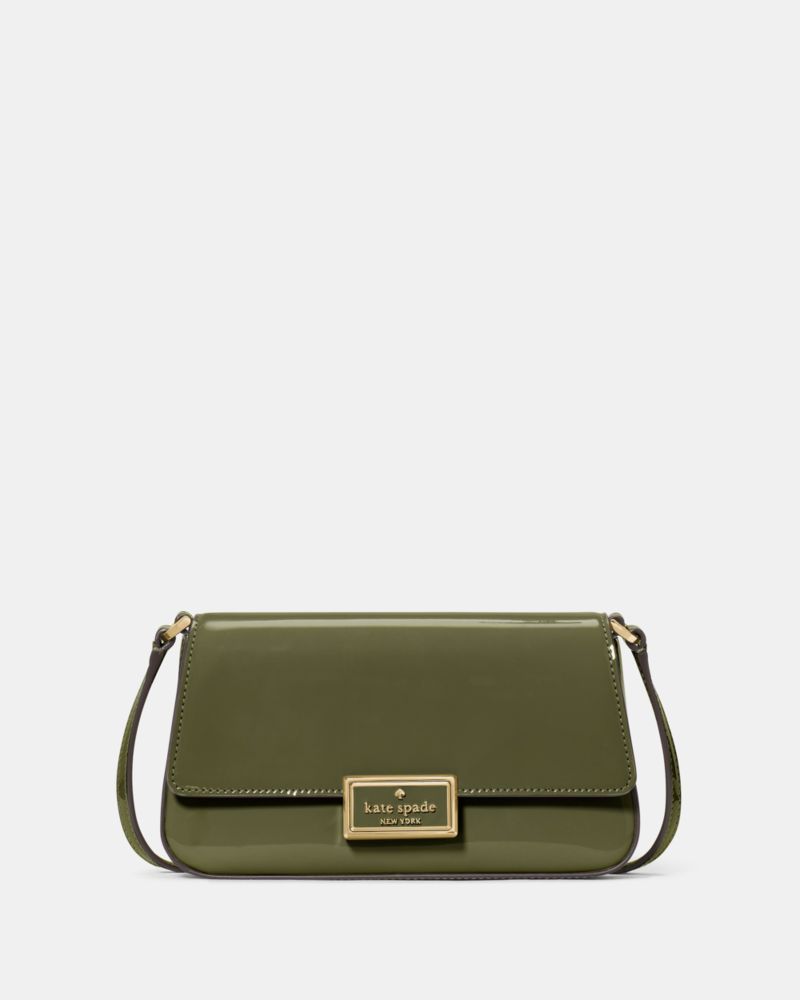 KateSpade Reegan Patent Mini Flap Crossbody Enchanted Green