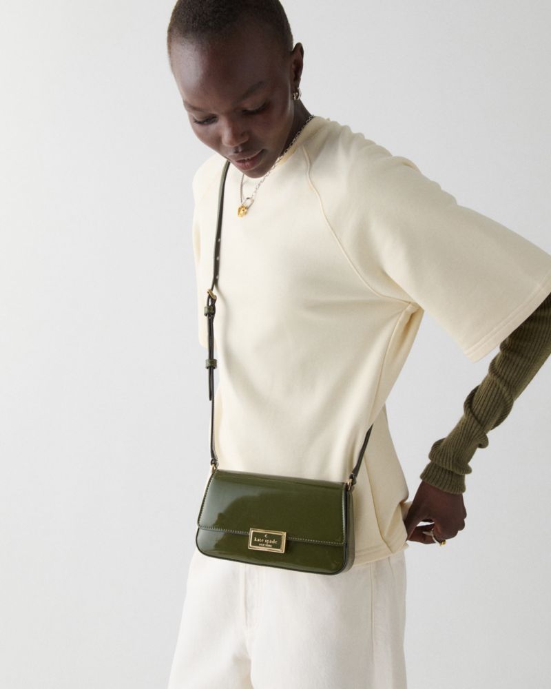 KateSpade Reegan Patent Mini Flap Crossbody Enchanted Green