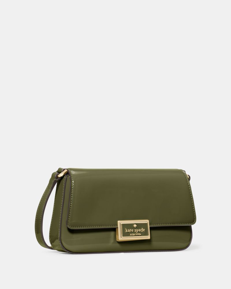 KateSpade Reegan Patent Mini Flap Crossbody Enchanted Green
