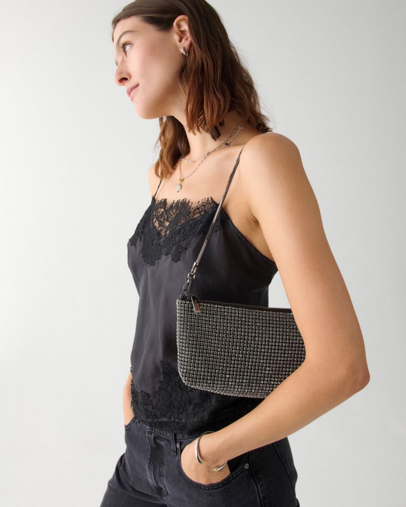 KateSpade Andie Faux Crystal Mesh Small Shoulder Green Multi