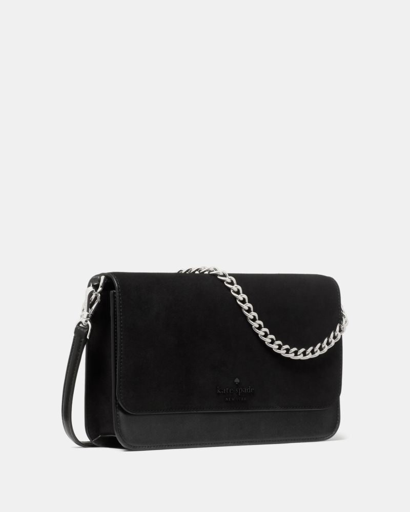 KateSpade Madison Willow Medium Convertible Crossbody Black Suede