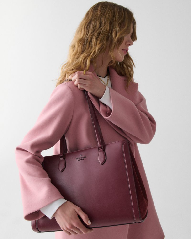 KateSpade Madison Suede Large Laptop Tote Dark Merlot