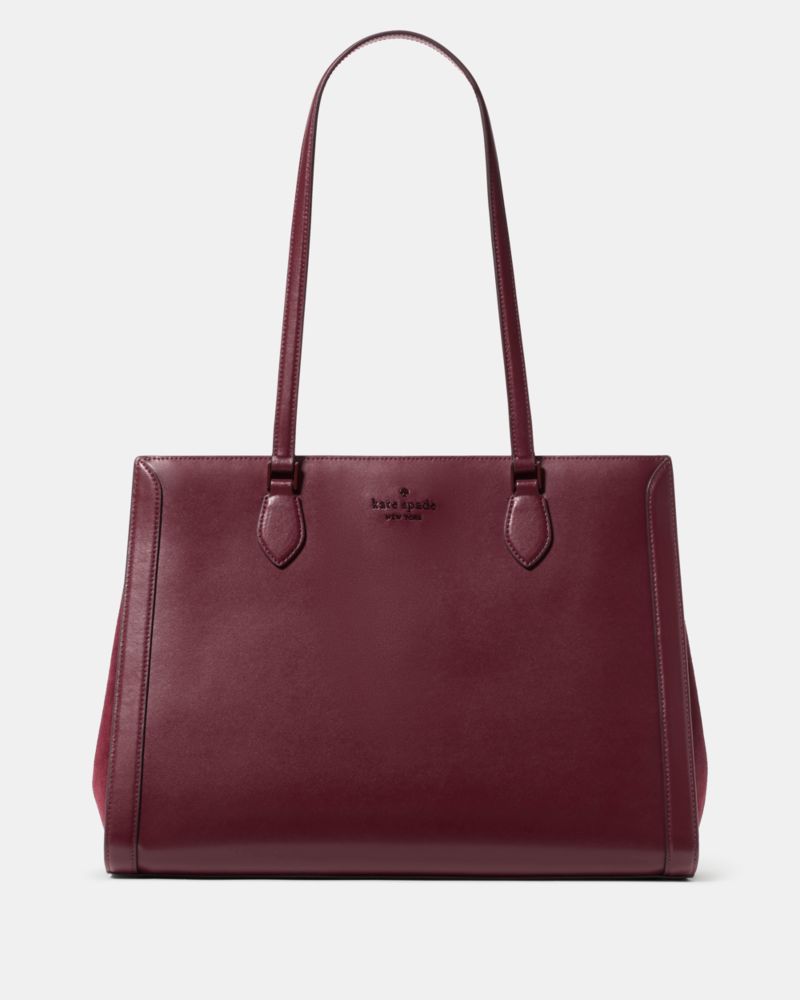 KateSpade Madison Suede Large Laptop Tote Dark Merlot