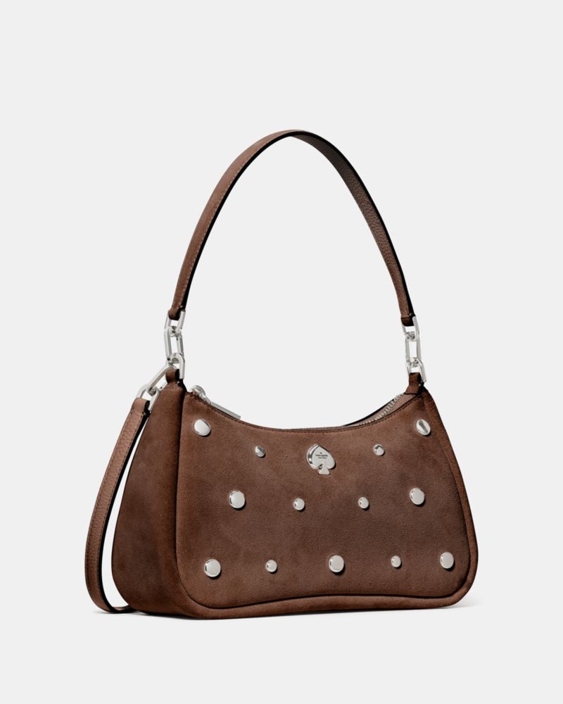 KateSpade Kayla Suede Studs Small Convertible Shoulder Bag Hot Fudge