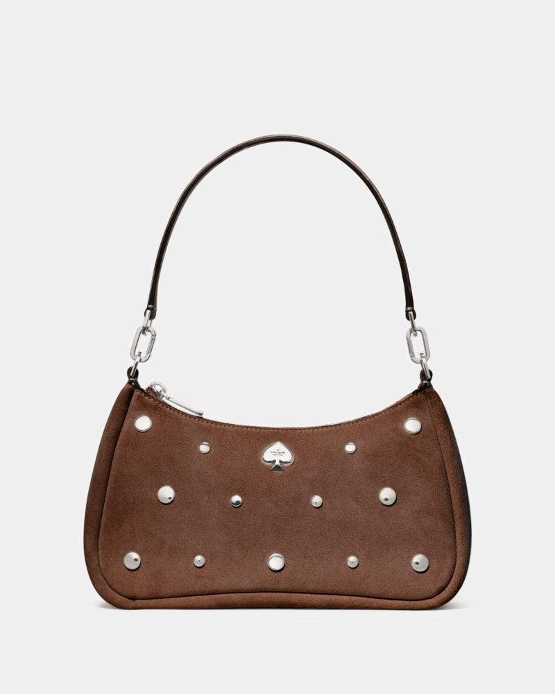 KateSpade Kayla Suede Studs Small Convertible Shoulder Bag Hot Fudge